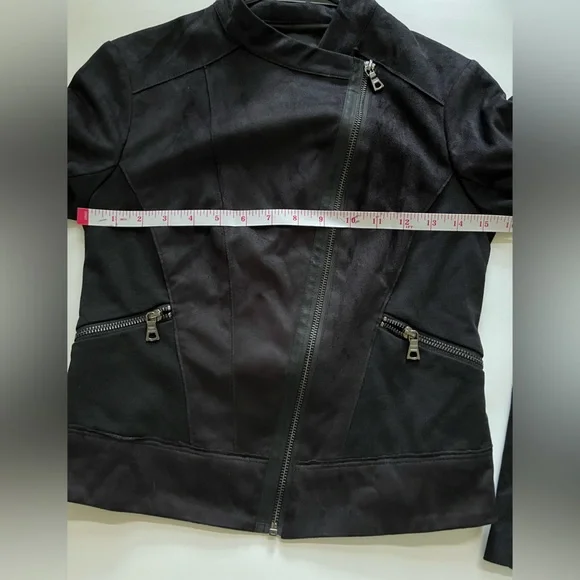 Elie Tahari Black suede Jacket Fitted Minimalist Design - Picture 3 of 4